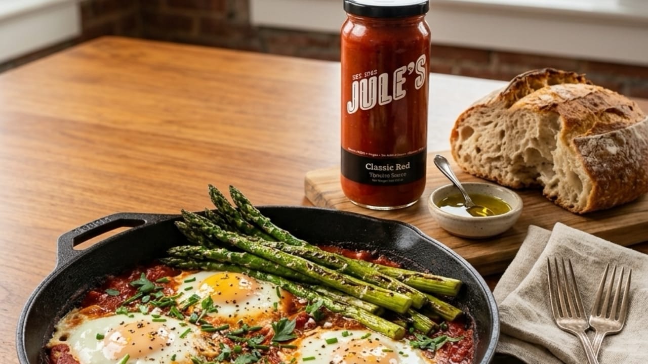 Shakshuka - Poached Eggs and Tomato Sauce - Jule's Tomato Sauce