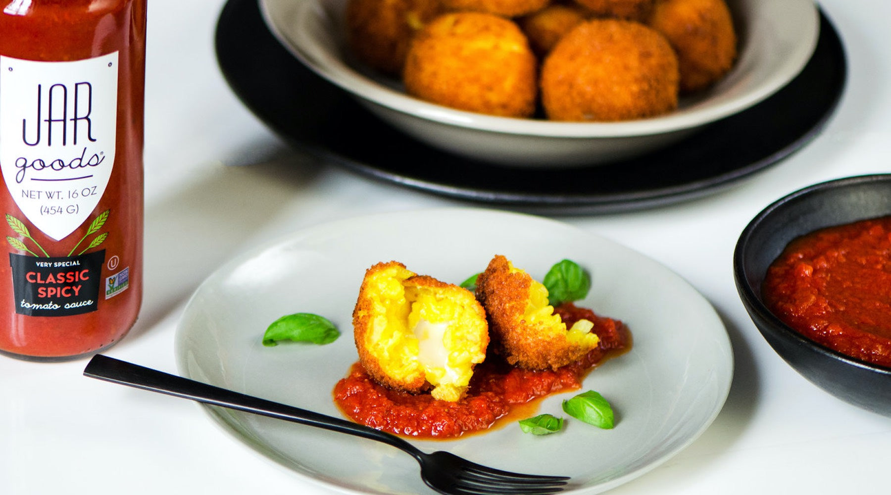 Risotto balls with Classic Spicy tomato sauce