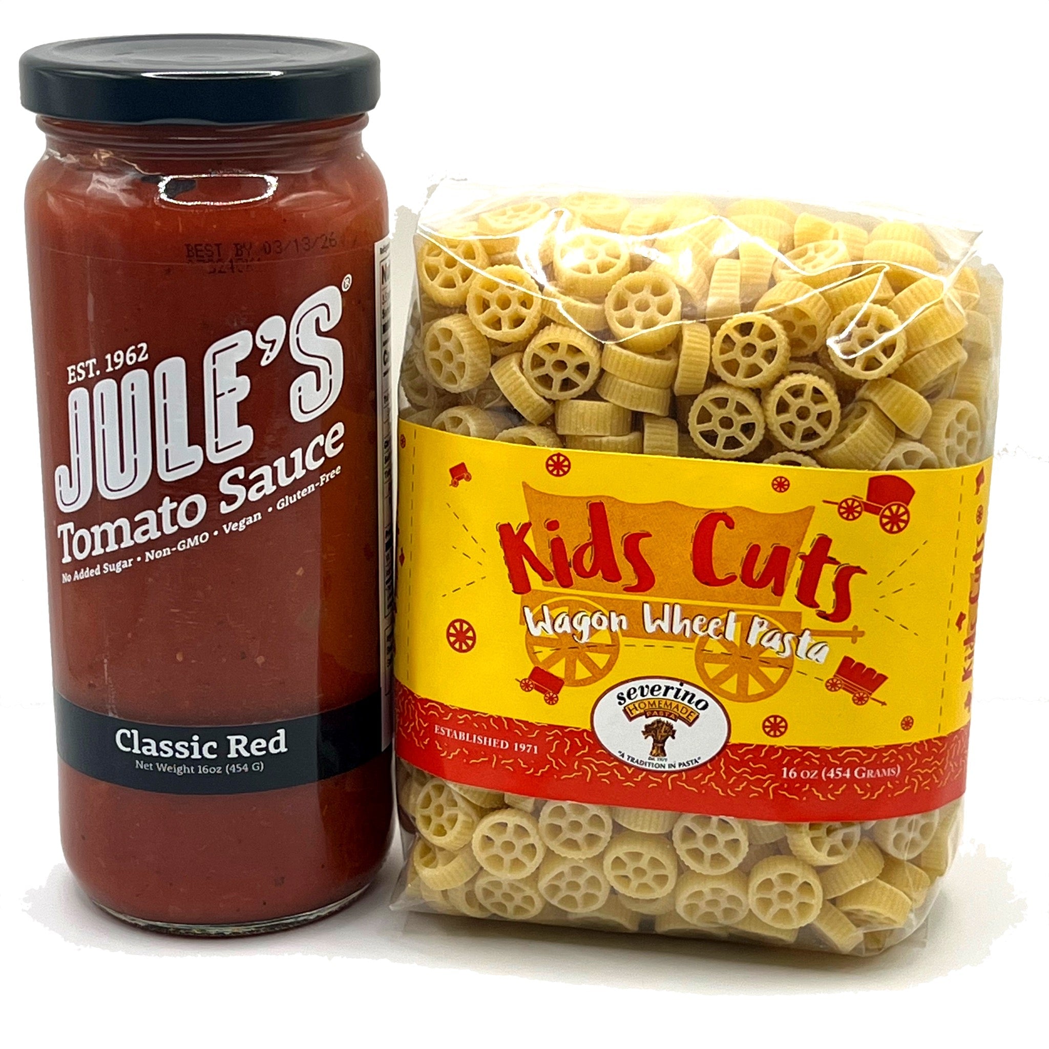 Wagon Wheel Pasta & Tomato Sauce Bundle - Jule's Tomato Sauce