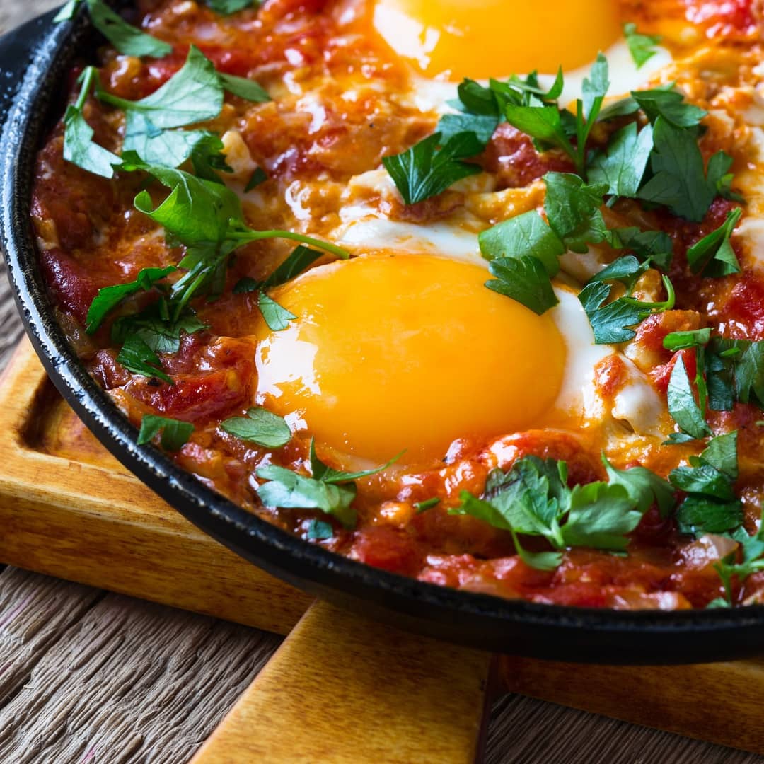 Baked eggs with Jar Goods tomato sauce
